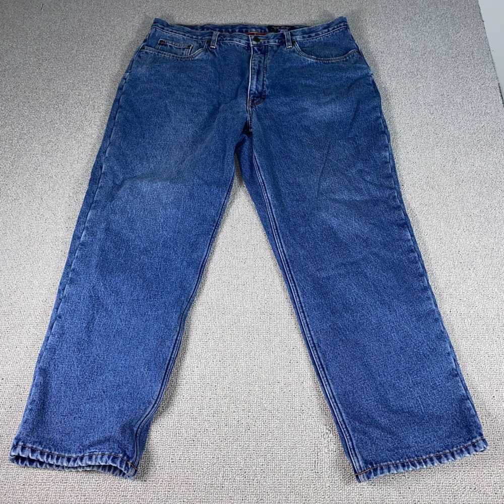 Eddie Bauer Jeans Mens 40x30 Blue Fleece Lined Denim Straight Leg Winter Work